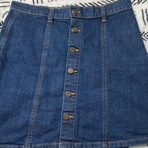Denim button up mini skirt